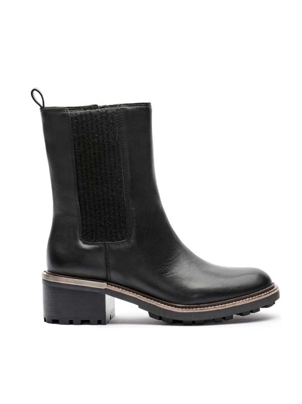 Vince Camuto Kourtly Black Leather Lug Sole Chelsea Chunky Block Heel Boot - NWT